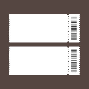Ticket template. Ticket icons. Ticket with barcode. Vector illustration. clipart