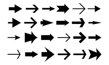 Vektör okları. Oklar simgesini ayarlayın. Vektör Illustration.