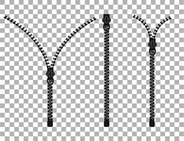 Fermuar-kapalı ve açık zip simgeleri. Vektör Illustration.