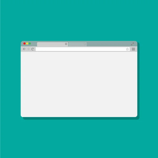 Webové jednoduché okno prohlížeče, bílé, modré pozadí, ploché — Stockový vektor