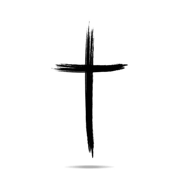 Christelijk dwarsteken. Met de hand getekend zwarte grunge cross icon. Vector illustratie. eps10 — Stockvector