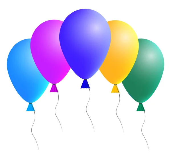 Balões de hélio realistas coloridos isolados em fundo branco. — Vetor de Stock