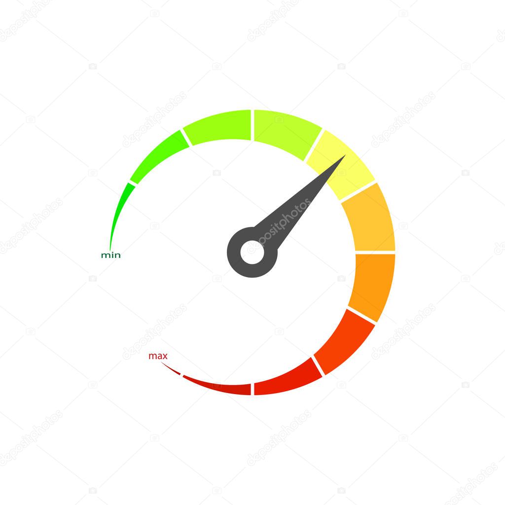 Colorful speedometer icon. Vector illustration.