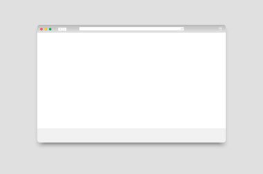 İnternet tarayıcı pencere modeli. Bilgisayar için web sayfası penceresi. Boş tarayıcı pencere şablonu.