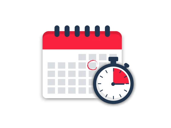 Calendario Con Cronometro Programma Pianificazione Icona Piatta Vettoriale — Vettoriale Stock