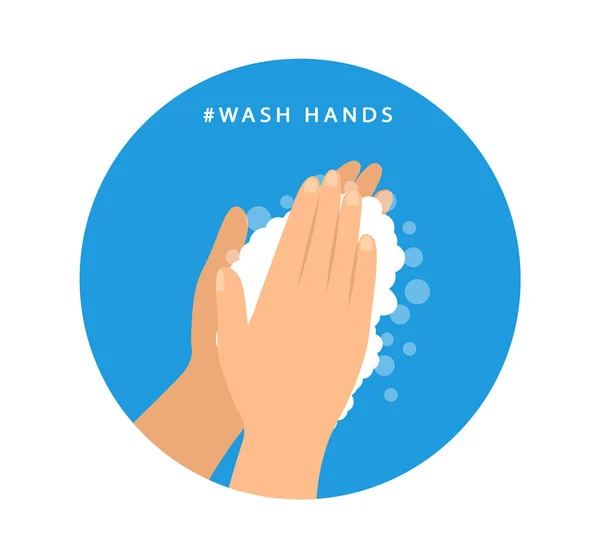 Wash Hands Preventive Measures Vector Flat Icon — Stock Vector