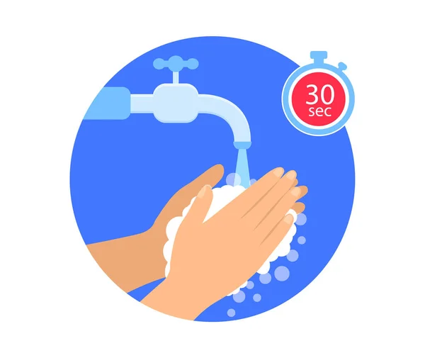 Waschen Sie Sich Die Hände Händewaschen Mit Seife Desinfektion Vektor — Stockvektor
