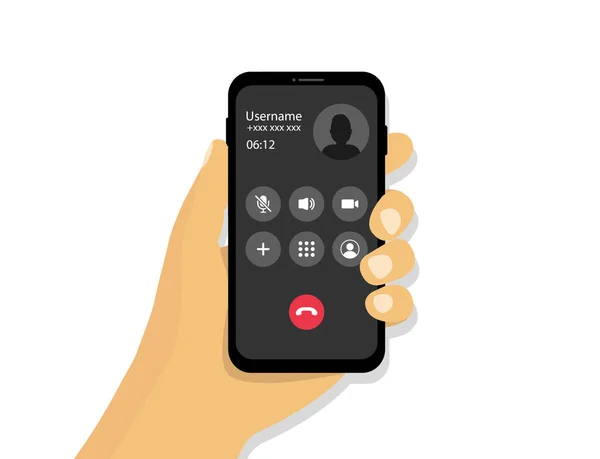 Hand Hält Ein Telefon Mit Einem Eingehenden Anruf Angenommene Anrufschnittstelle — Stockvektor