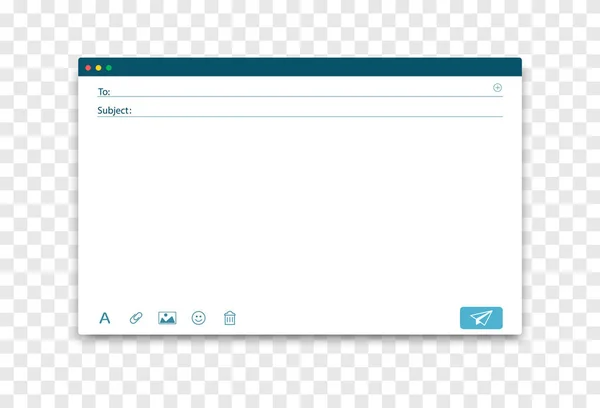 メールの空白のテンプレート メールメッセージのためのインターネット電子メールインターフェイス メールウィンドウ — ストックベクタ