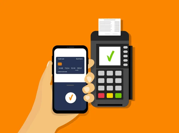 Mobiles Drahtloses Bezahlen Nfc Bezahlung Pos Terminal Und Smartphone Der — Stockvektor