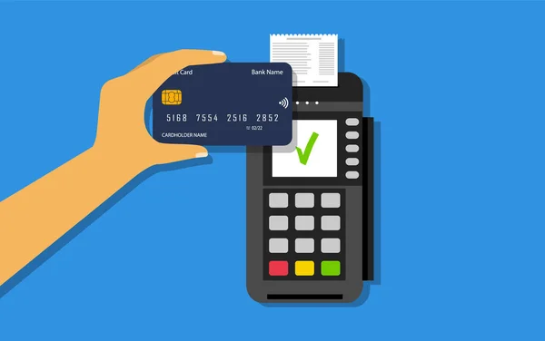 Pagamento Com Cartão Crédito Sem Fio Pagamentos Nfc Terminal Pos — Vetor de Stock