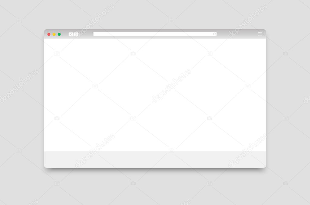 Internet browser window mockup. Web page window for computer. Empty browser window template.