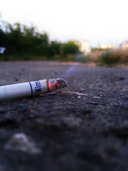 Fumer Cigarette Sur Sol — Photo