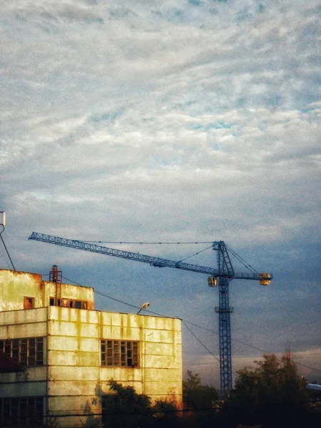 Krajina Krajinný Jeřáb Stavby — Stock fotografie