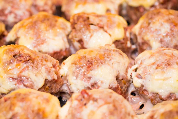 Meatballs from the meat in the pan. Ready meal, recipe. Close up background blurred