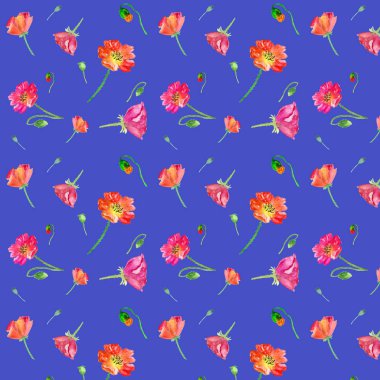 Anneler günü, Sevgililer günü, düğün için suluboya poppy ile desen