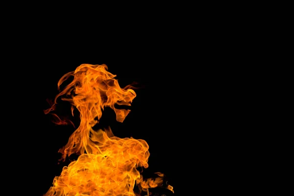 Oheň ve tvaru kozí tlama. Ohnivé plameny na černém pozadí — Stock fotografie