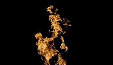 Siyah arka planda ateş alevleri. siyah arka plan isolat yangın