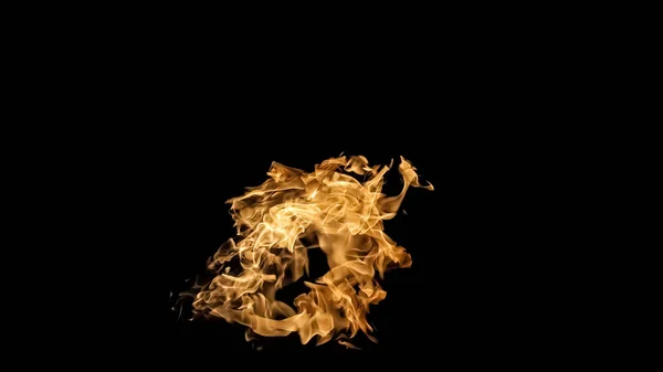 黑色背景上的火焰。火在黑色背景隔离 — 图库照片