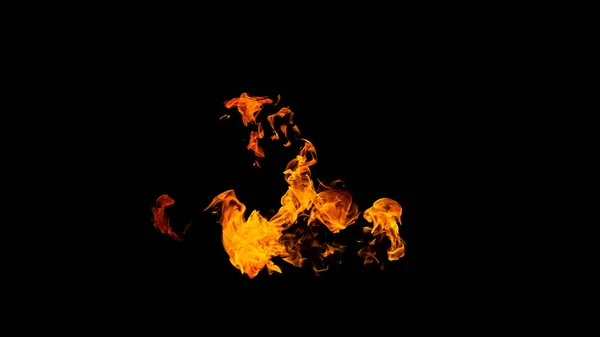 Fire Flames Black Background Isolated Burning Gas Gasoline Burns Fire — Stock Photo, Image