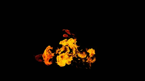 Llamas Fuego Sobre Fondo Negro Aisladas Quemaduras Gas Gasolina Con —  Fotos de Stock