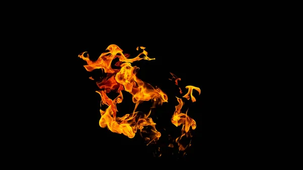 Vuurvlammen Zwarte Achtergrond Geïsoleerd Brandend Gas Benzine Brandt Met Vuur — Stockfoto