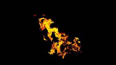Siyah arka plandaki yangın alevleri izole edildi. Ateş ve alevlerle yanan benzin ya da benzin yanıkları. Yanan kıvılcımlar, ateş şekilleri. Karanlıkta fotokopi uzayı ile cehennem ateşi parlıyor.