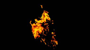 Siyah arka plandaki yangın alevleri izole edildi. Ateş ve alevlerle yanan benzin ya da benzin yanıkları. Yanan kıvılcımlar, ateş şekilleri. Karanlıkta fotokopi uzayı ile cehennem ateşi parlıyor.