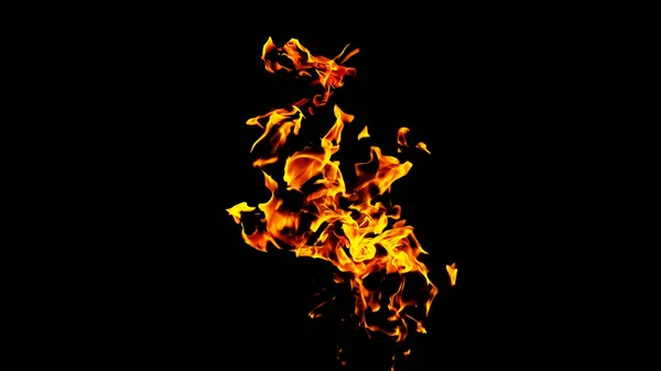 Вогняне Полум Чорному Тлі Ізольовано Спалювання Газу Або Бензину Горить — стокове фото