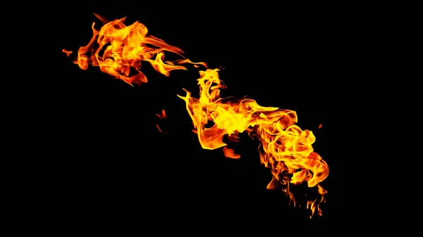 Fire Flames Black Background Isolated Burning Gas Gasoline Burns Fire — Stock Photo, Image