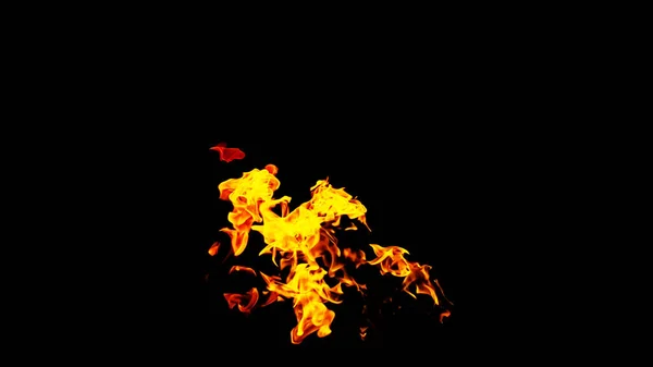 Flammes Feu Sur Fond Noir Isolé Brûler Gaz Essence Brûle — Photo