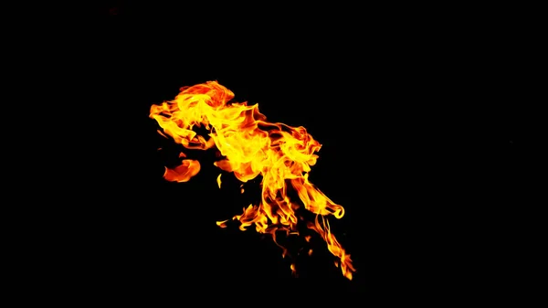 Ogień Czarnym Tle Odizolowany Płonący Gaz Lub Benzyna Płonie Ogniem — Zdjęcie stockowe