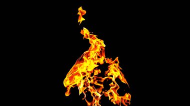Siyah arka plandaki yangın alevleri izole edildi. Ateş ve alevlerle yanan benzin ya da benzin yanıkları. Yanan kıvılcımlar, ateş şekilleri. Karanlıkta fotokopi uzayı ile cehennem ateşi parlıyor.