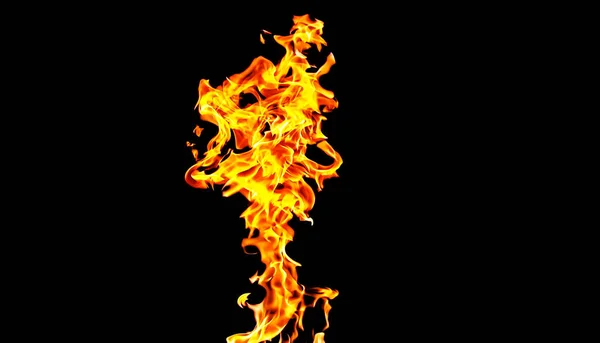 Feuerflammen Auf Schwarzem Hintergrund Isoliert Brennendes Gas Oder Benzin Verbrennt — Stockfoto