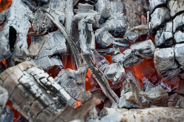 Fényképezés Burning Firewood Coals Lángoló Égő Szikrák Közelkép Tűz Mintázatai — Stock Fotó