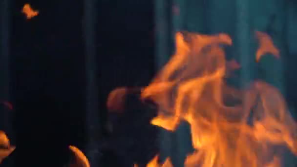 Zeitlupenvideo Von Feuer Und Flammen Eine Feuerstelle Brennendes Gas Oder — Stockvideo