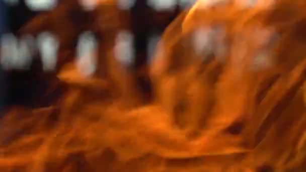 Vídeo Cámara Lenta Fuego Llamas Una Fosa Fuego Gas Ardiente — Vídeo de stock