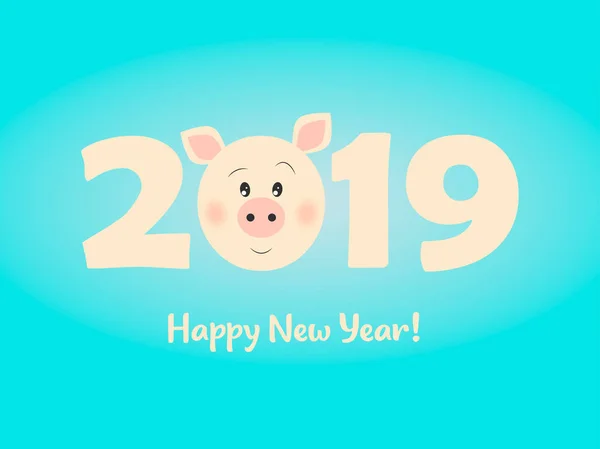 Życzeniami 2019 Szczęśliwego Nowego Roku Ilustracja Wektorowa — Wektor stockowy