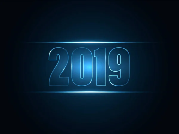 Neon Szczęśliwego Nowego Roku 2019 Ilustracja Wektorowa — Wektor stockowy