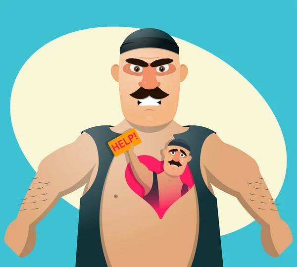 Man Angry Because Lonely Needs Love Vector Illustration - Stok Vektor