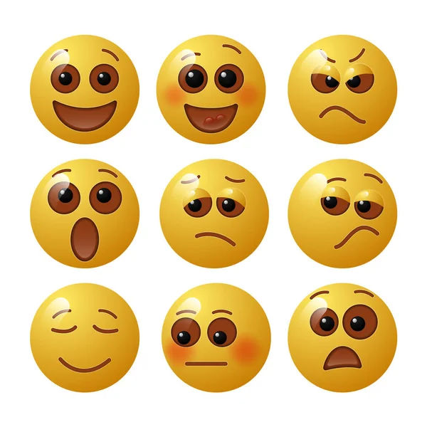 Set Emoticons Human Emotions Set Emoji Vector Illustration — Stock Vector