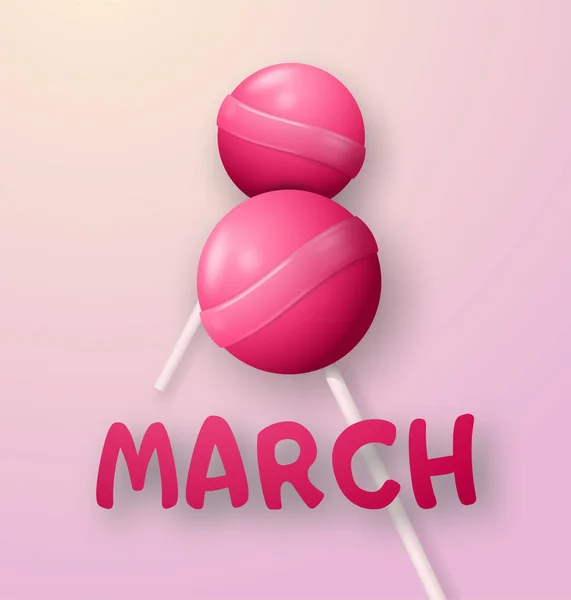 图八中形成了两个粉红色的棒棒糖 祝贺3月8日国际妇女节 向量例证 — 图库矢量图片