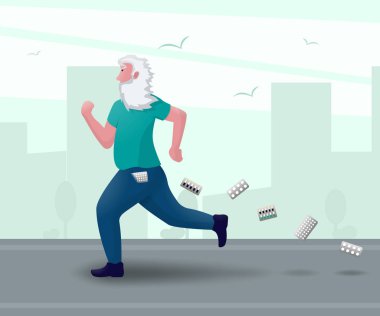 Spor (Çalıştır) yapıyor kurtarır dostum. O ilaçlar gerekli değildir. Vektör çizim.