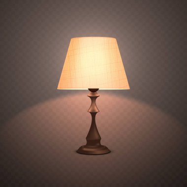 Dekoratif gerçekçi gece lambası, saydam bir arka planda yer lambası. Vektör illüstrasyonu.