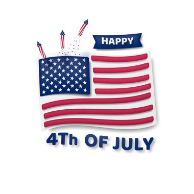 4 Temmuz, Bağımsızlık Günü, Amerika Birleşik Devletleri. Vektör illüstrasyonu.