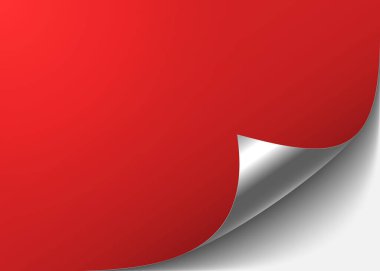 Bükülmüş gümüş köşeli kırmızı soyut bir arkaplan. Vektör illüstrasyonu.