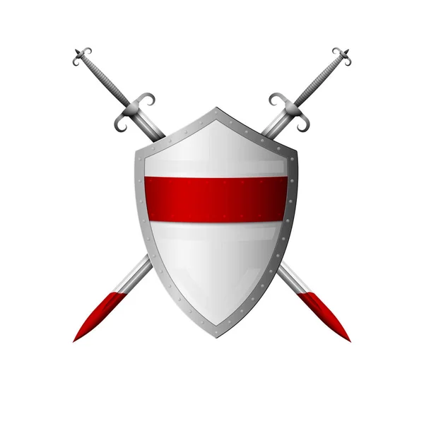 Escudo Espada Realista Medieval Ilustração Vetorial —  Vetores de Stock