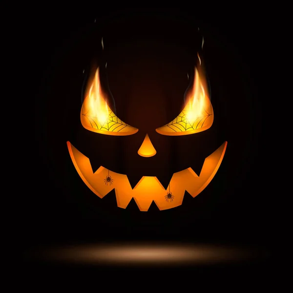 Halloween Oczy Dyni Usta Czarnym Tle Ilustracja Wektora — Wektor stockowy
