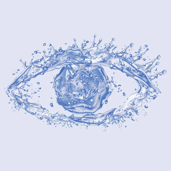 Auge Aus Wasserspritzern Auf Blauem Hintergrund — Stockvektor