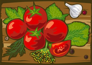 Güvertede otlu domatesler